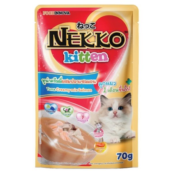 29. Pate Nekko Kitten Tuna Creamy mix Salmon (sốt mịn vị cá ngừ và cá hồi cho mèo con)