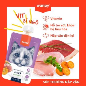 Súp thưởng cao cấp Wanpy nắp vặn rau củ vịt và bí ngô cho mèo