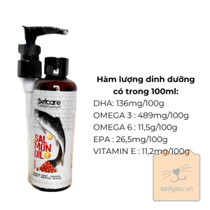 Hàm lượng dinh dưỡng trong 100ml tinh dầu cá hồi Petcare