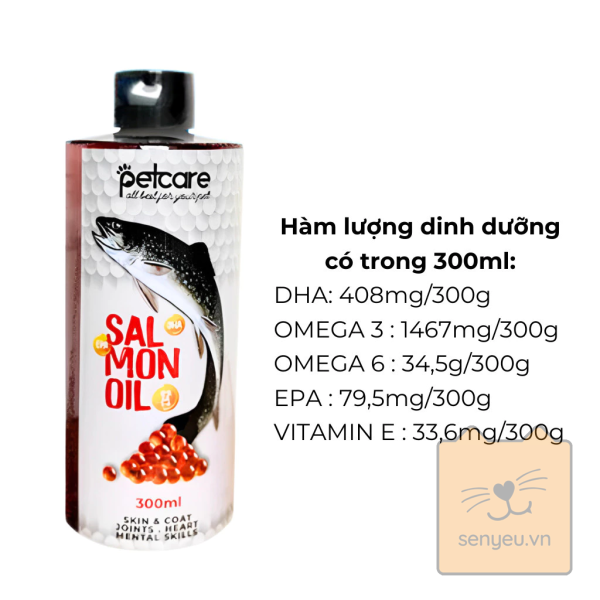 Hàm lượng dinh dưỡng trong 300ml tinh dầu cá hồi Petcare