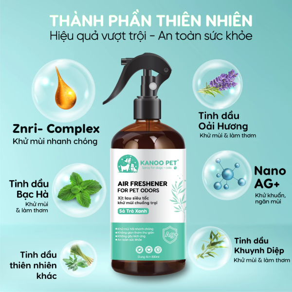 Thành phần thiên nhiên xịt khử mùi nước tiểu KANOO PET