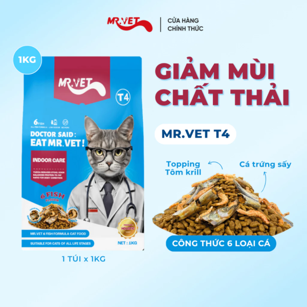 Hạt mèo Mr.Vet T4: Hỗ trợ tiêu hóa khỏe, chăm sóc tốt mèo nuôi trong nhà