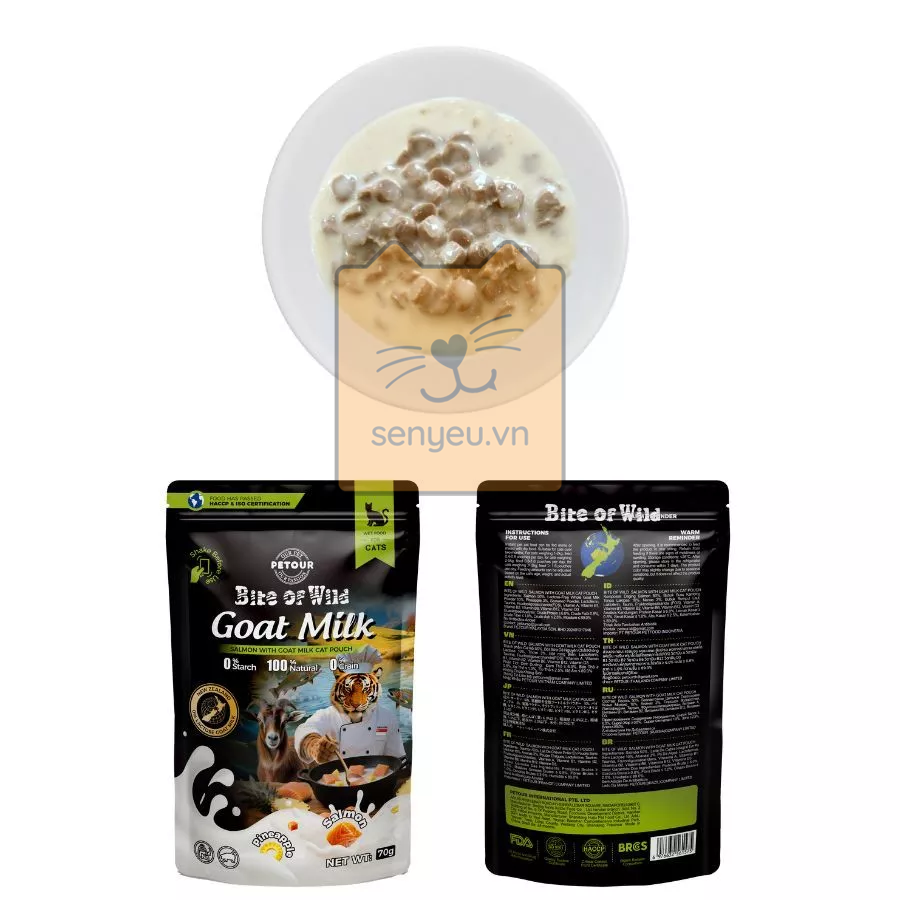 Pate Bite of Wild 70g: Sữa dê, cá hồi và dứa