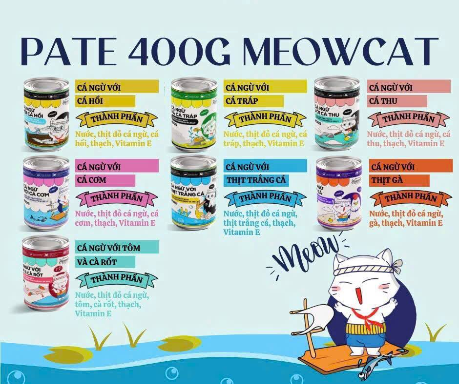 pate mèo meowcat lon 400g 7 vi