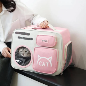 balo cho meo 8kg mau hong co meo ben trong