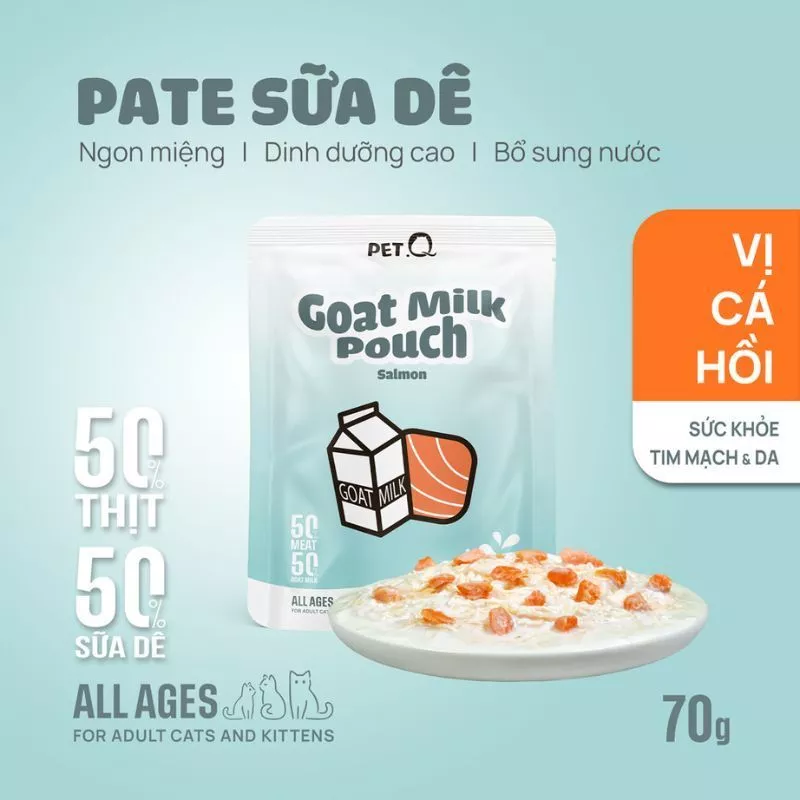 pate meo PetQ sua de goi 70g vi ca hoi
